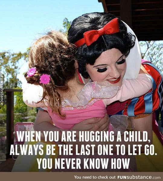 Hugging a child