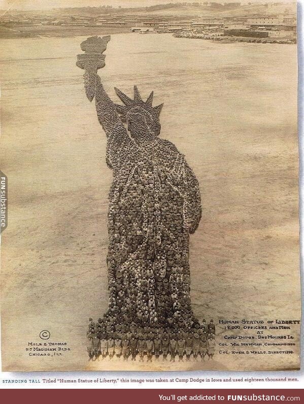 Human Statue of Liberty made with 18,000 men in 1918