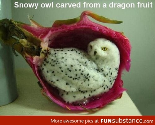 Carved from a dragon fruit