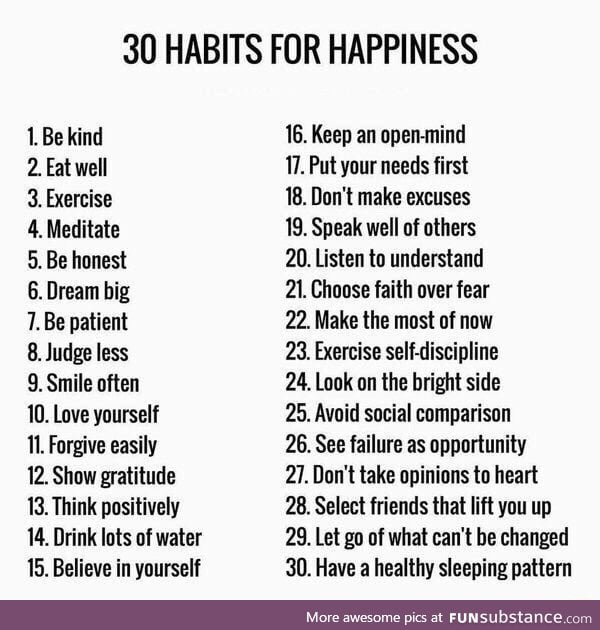 Habits for happiness