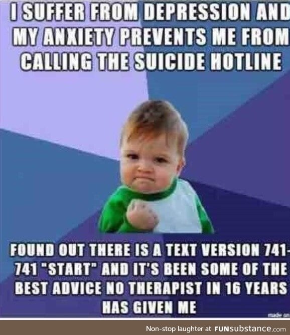 There is a text hotline, you don't have to call (not my story/picture)
