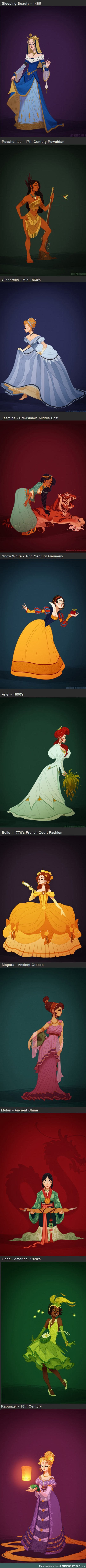 Disney princesses in accurate period clothing