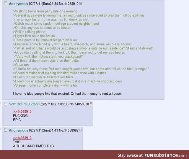 Anon is saved by the Three Musketeers