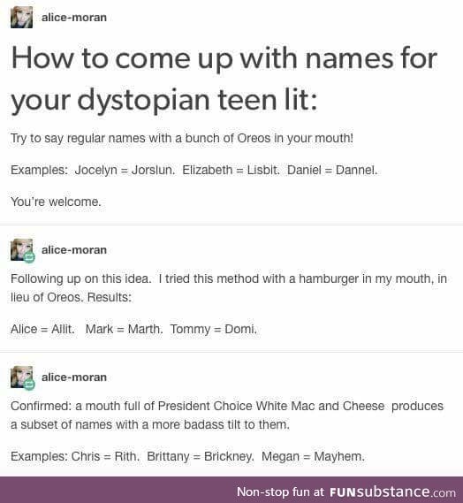 Names vs snacks