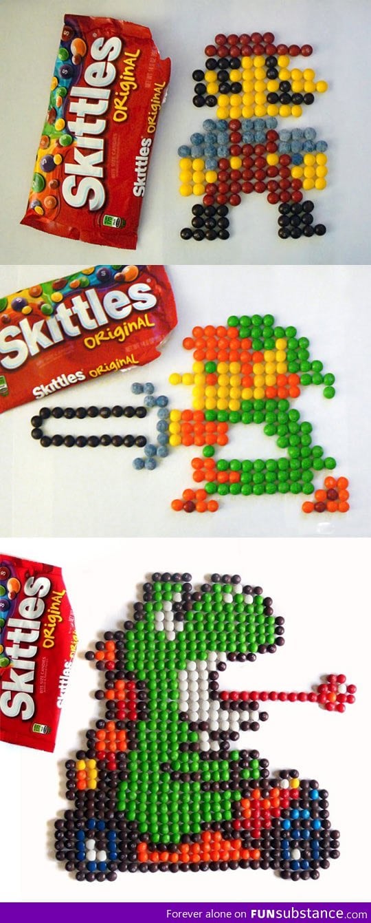 Awesome 8-Bit Skittle Art