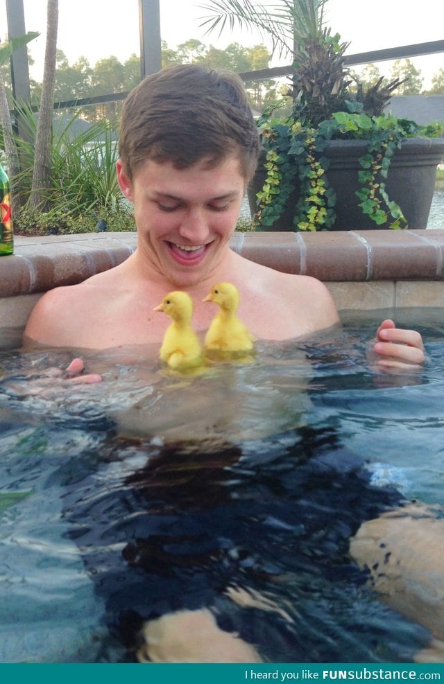 Me in the hot tub with two cute chicks