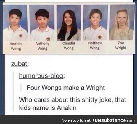 Anakin, we go for Star Wars over jokes.