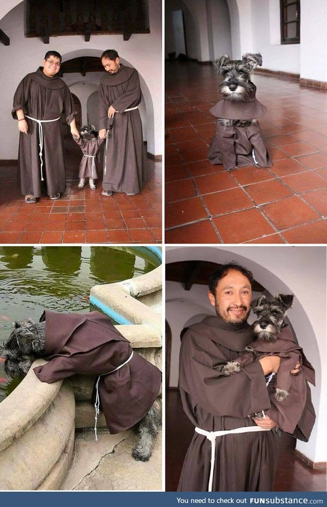Brazilian monks adopt stray dog and make him one of their own