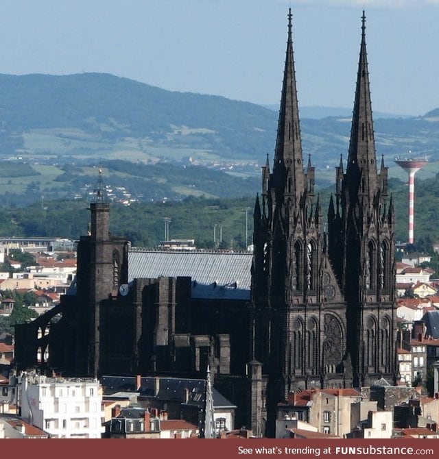 Clermont-Ferrand Cathedral in France - It is built entirely of black lava stone