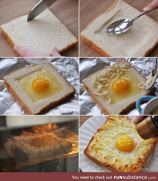 Egg in a toast with some cheese
