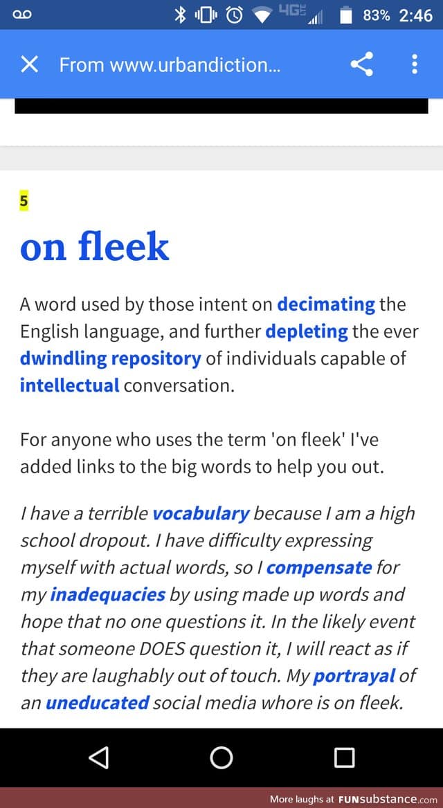 Urban Dictionary "on fleek" definition