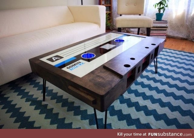 A wooden cassette table!