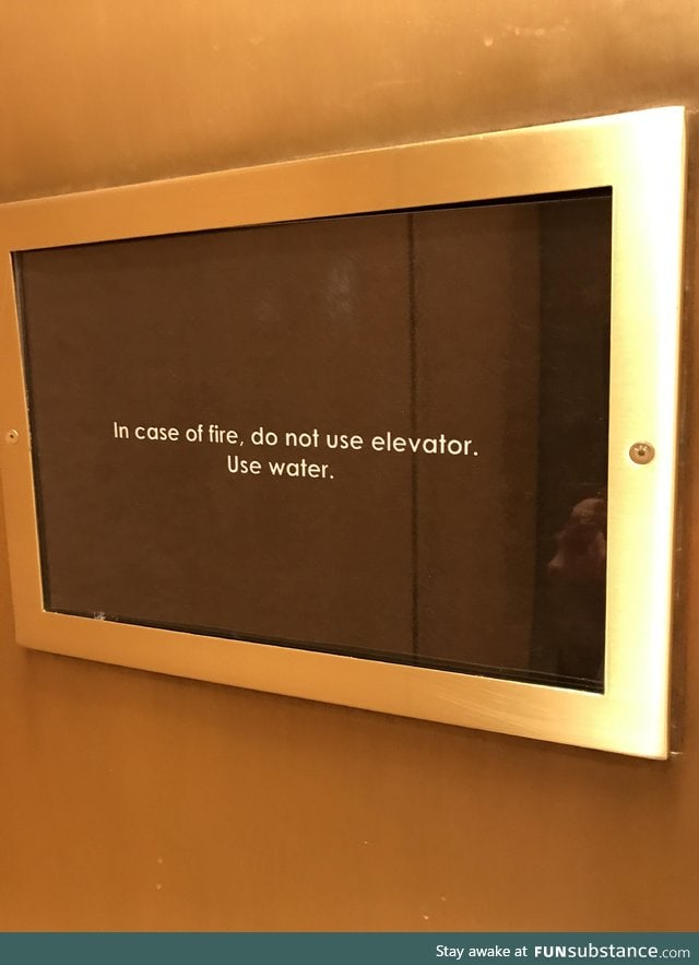 Sign inside an elevator