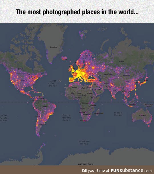 Most photographed places in the planet