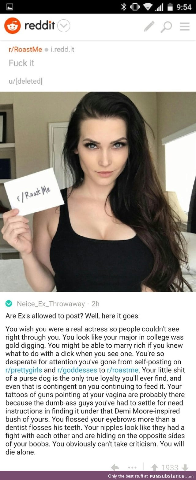 Girl thought she was too hot to get roasted, deleted her account later