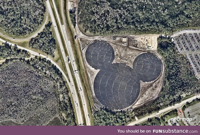 This is what Disney World's solar farm looks like from the sky