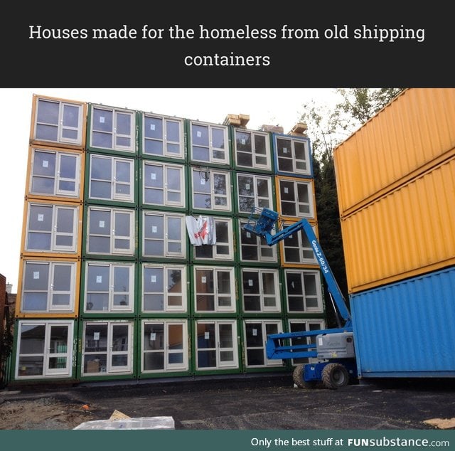 Houses made for the homeless from old shipping containers