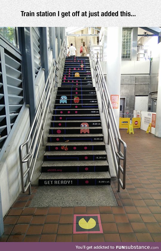 Great way to encourage kids to use the stairs