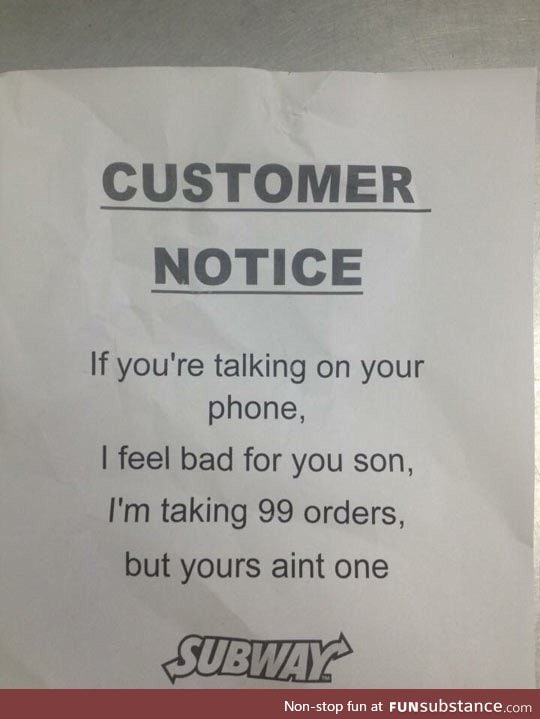 This subway customer notice