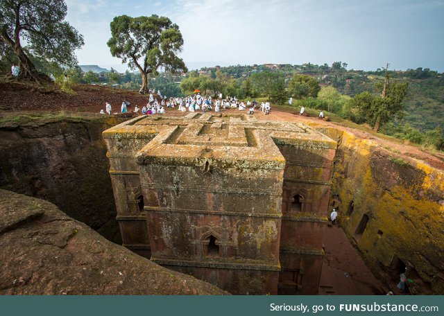 A 12th century church in Ethiopia literally hollowed out of a mountain