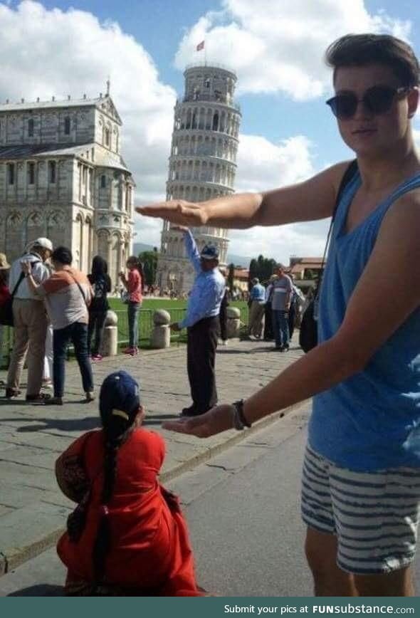 That's how you pose in front of the leaning tower of Pisa