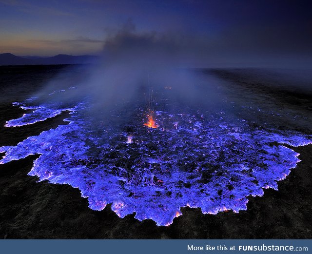 Volcano in Ethiopia burns bright blue