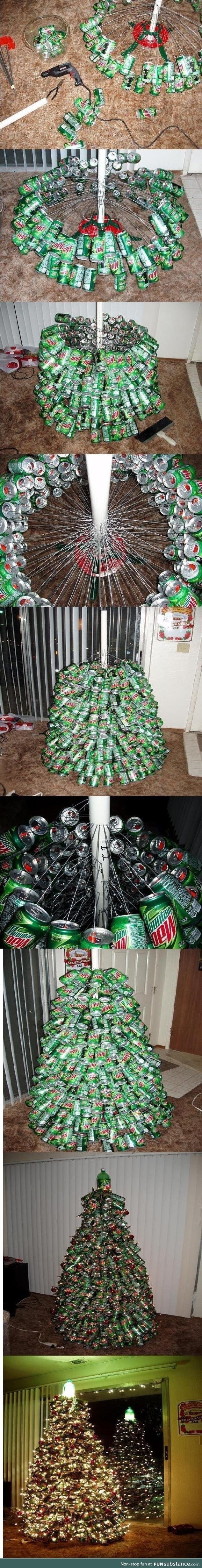 Christmas tree from cans