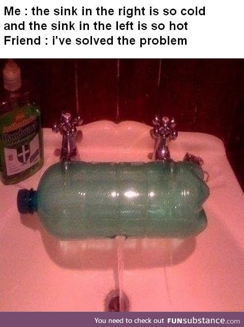 Engineer solves the hot/cold tap problem