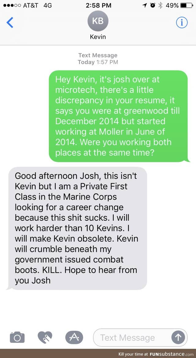 Text the wrong guy at work today
