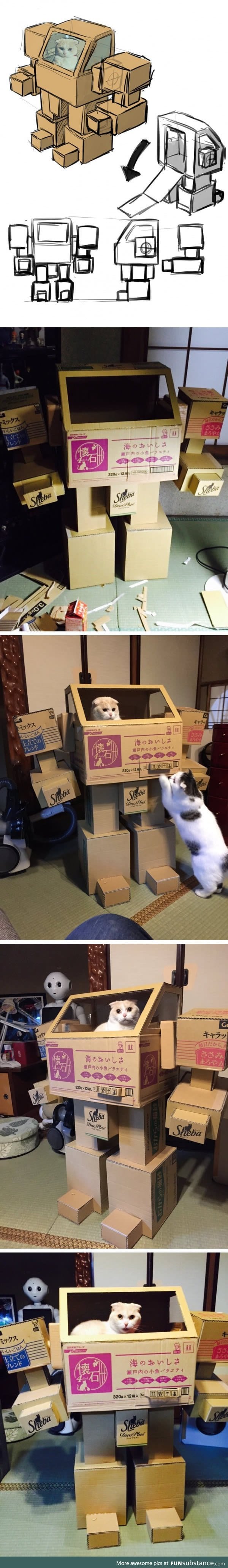 Pet owner built a battletech playhouse for cate