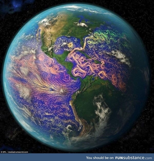 Earths ocean currents in technicolor