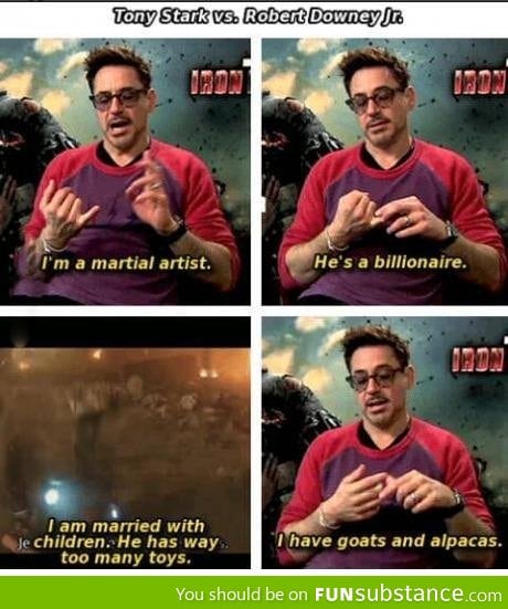 Tony Stark vs Robert Downey Jr