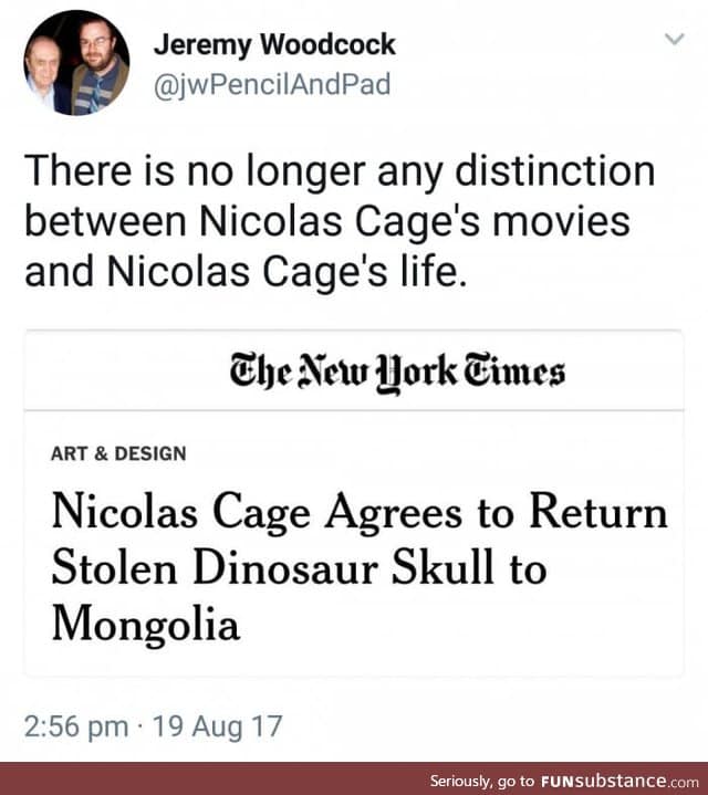 Indiana Cage and the stolen dino skull