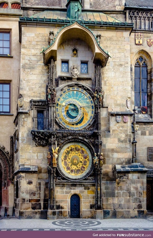 Installed in 1410, the 600 yr old clock in Prague is the world's oldest astrological clock