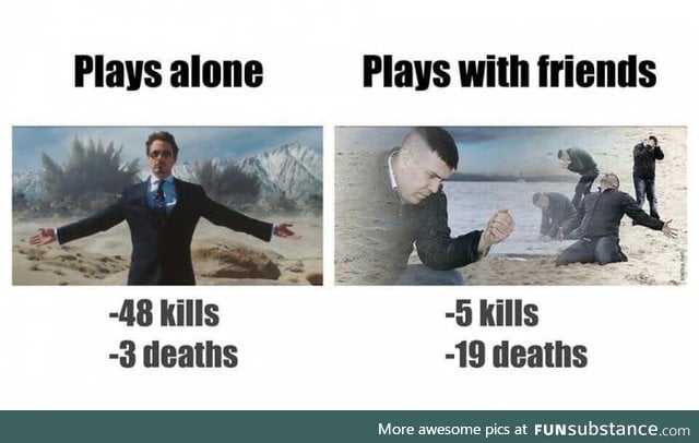 Playing alone vs playing with friends