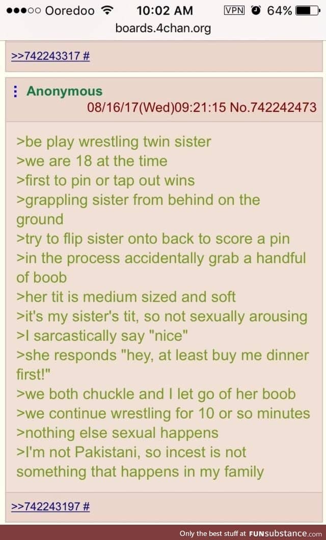 Anon answers request for an incest story