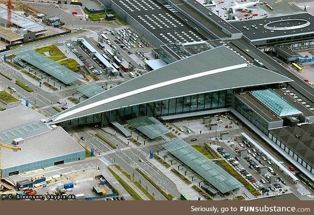 Copenhagen airport is shaped like a paperplane