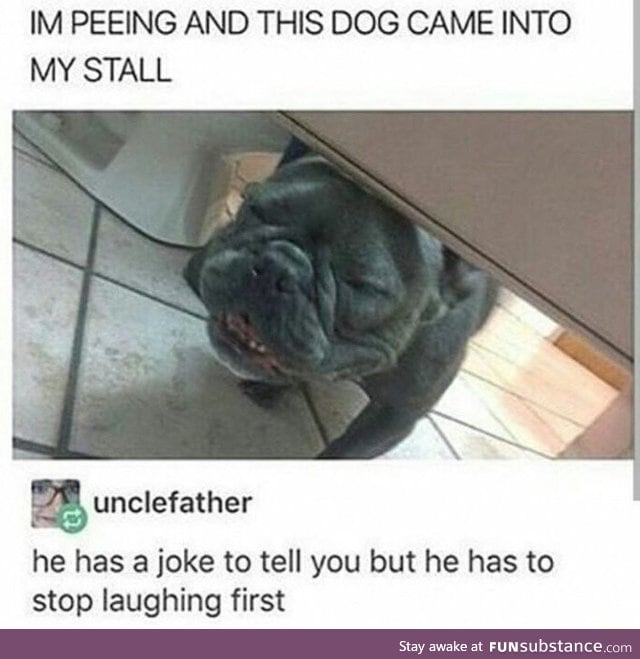 Dog has a joke to tell