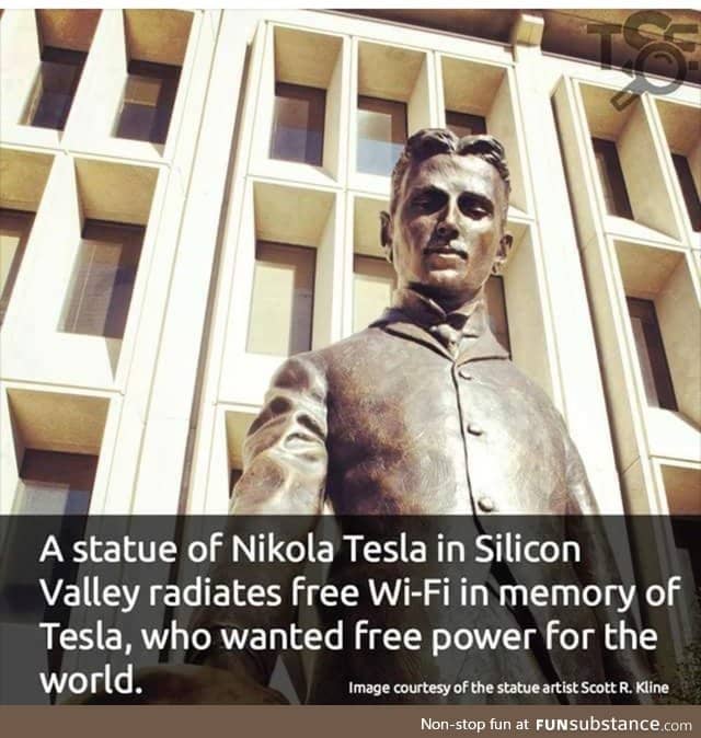 Statue of Tesla has free Wifi