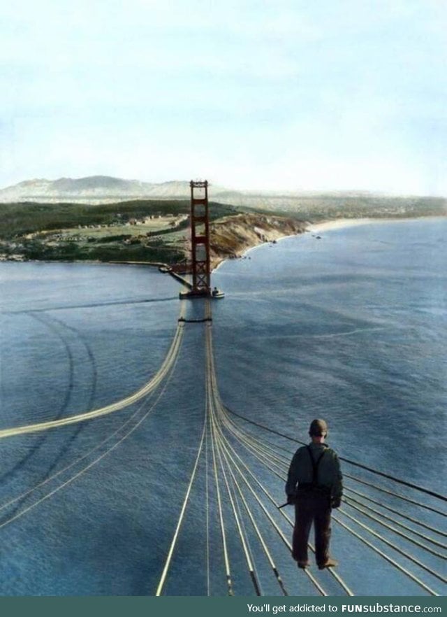 Construction worker standing on the Golden Gate Bridge