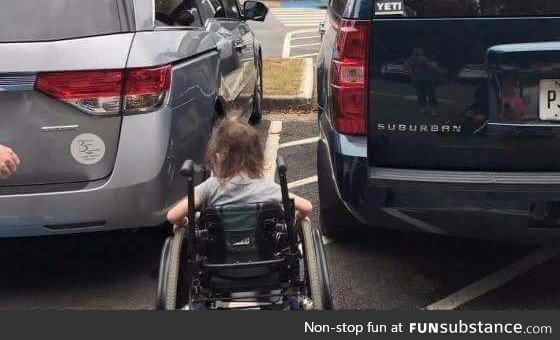 This is why you don't park at the handicap spot