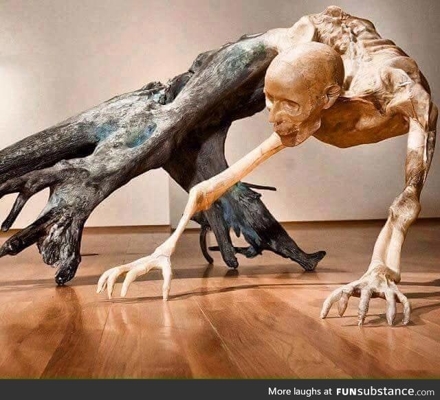 Driftwood statue by Javier Perez