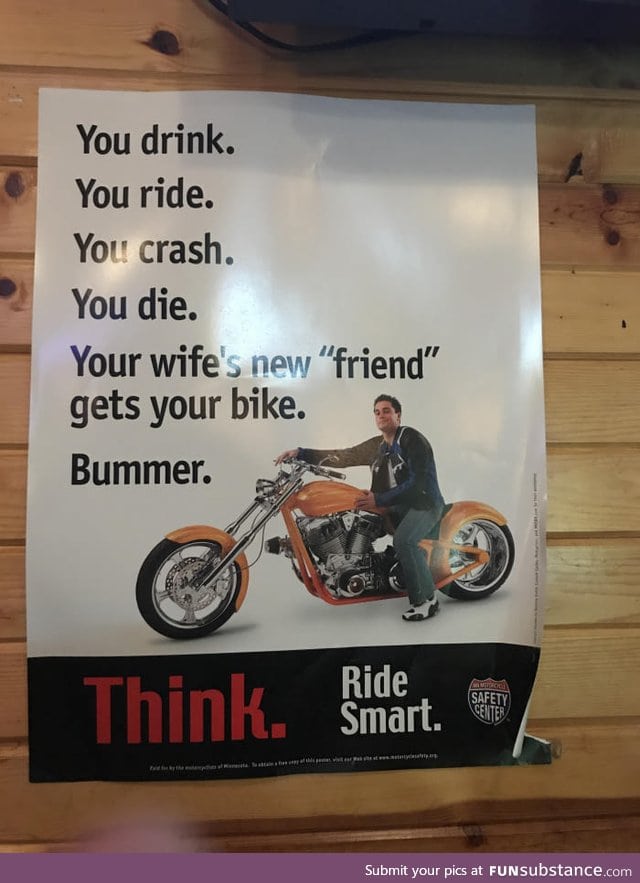 Rather brutal anti-drunk-riding poster in a bar in Minnesota