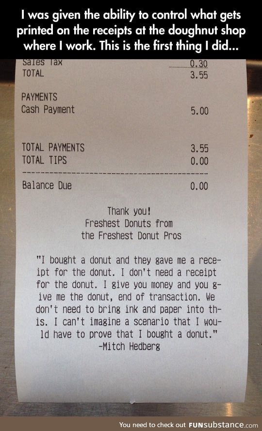 Donut receipt