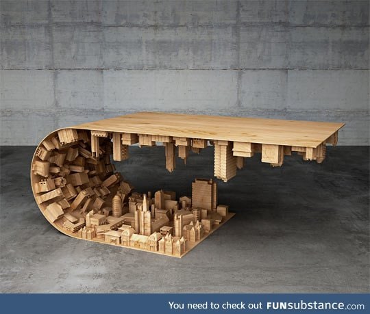 Coffee table based on scene from inception