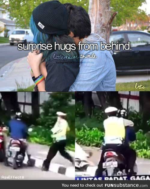 Surprise hug