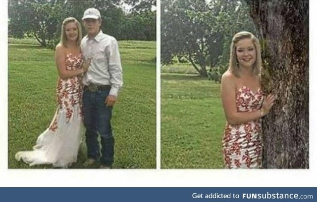After they broke up she removed him out of the picture and photo-shopped a tree instead