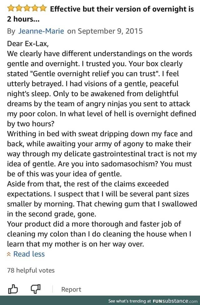 Amazon Review for Ex-Lax
