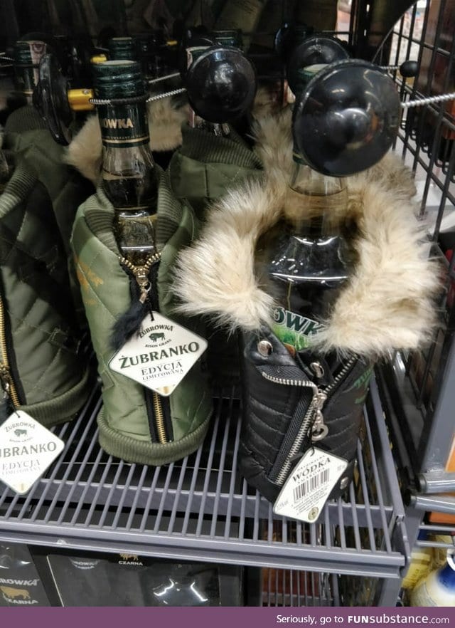 Welcome to Poland, it's so cold that even the vodka has a coat!
