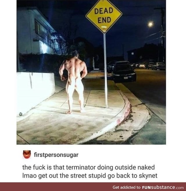 Terminator in the streets at night